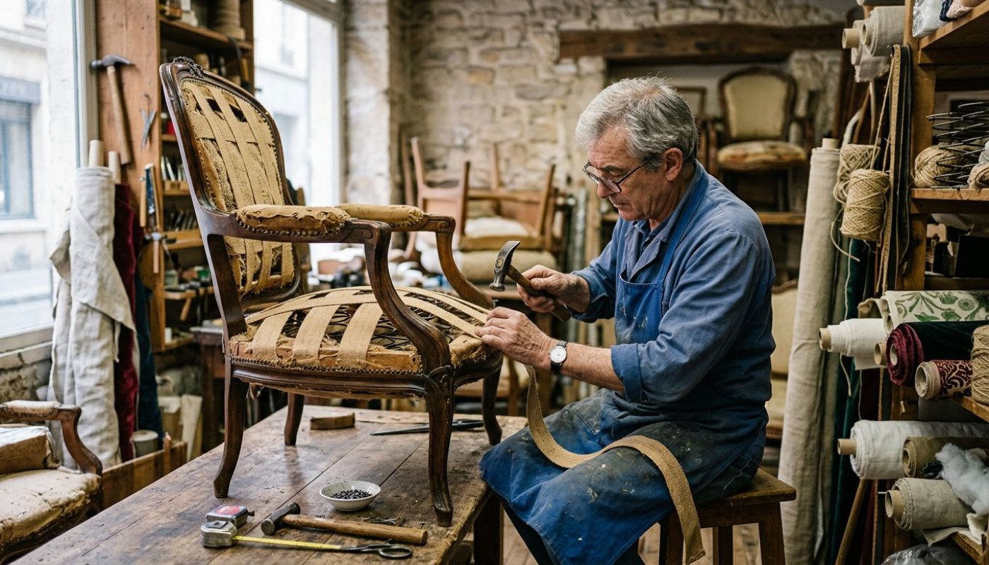 L'art de la réfection de sièges anciens par un artisan tapissier